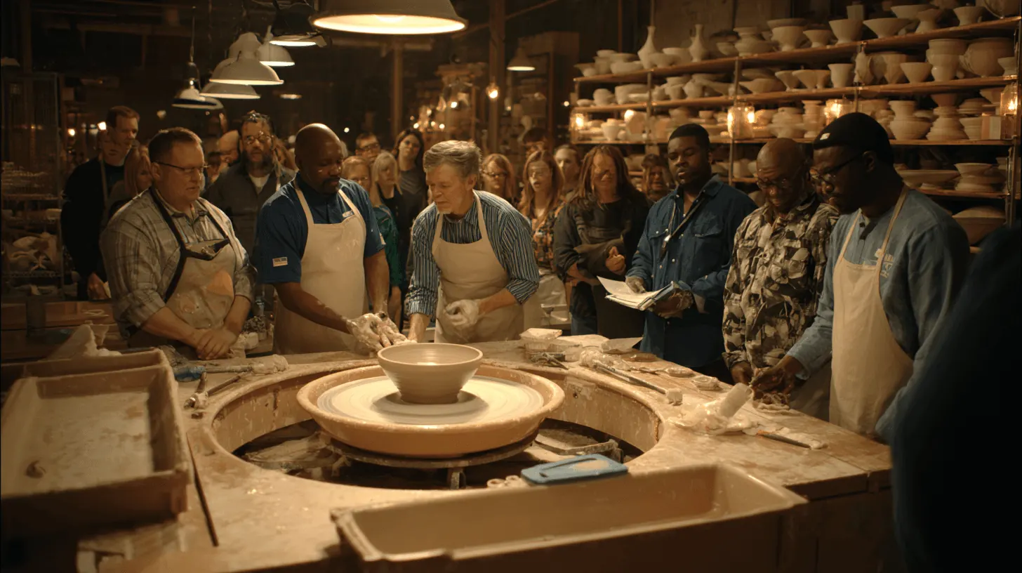 Atelier Poterie, équipes en action pendant l'activité