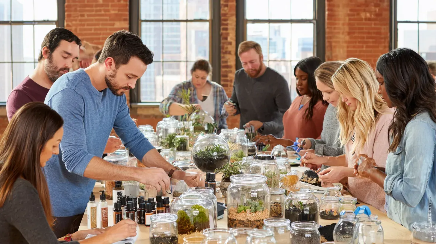 Atelier Terrarium, matériel et mise en place sur le lieu de l'événement