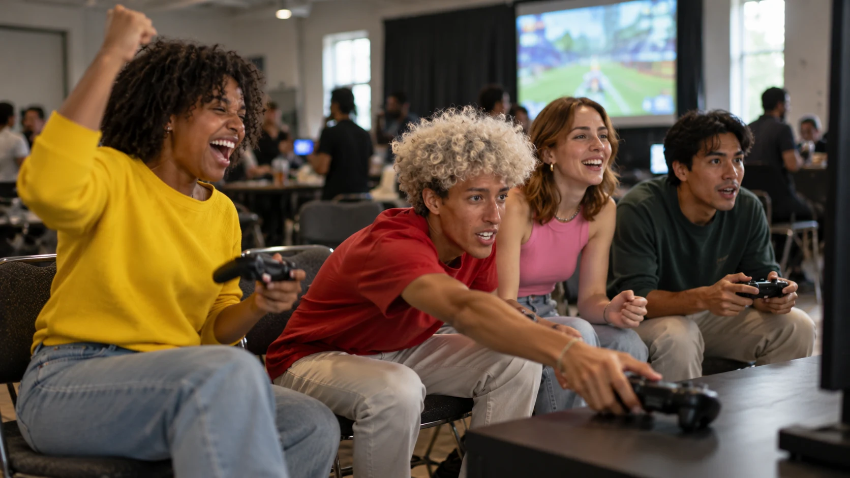Tournoi de Playstation, équipes en action pendant l'activité